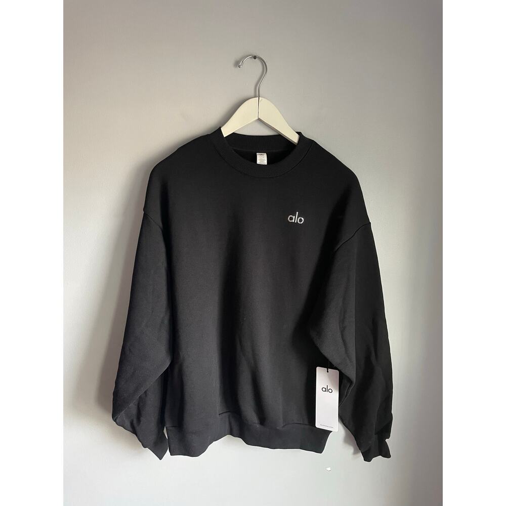 NEW with Tags Alo Yoga Accolade Black Crew Neck Pullover Sweatshirt Size Small